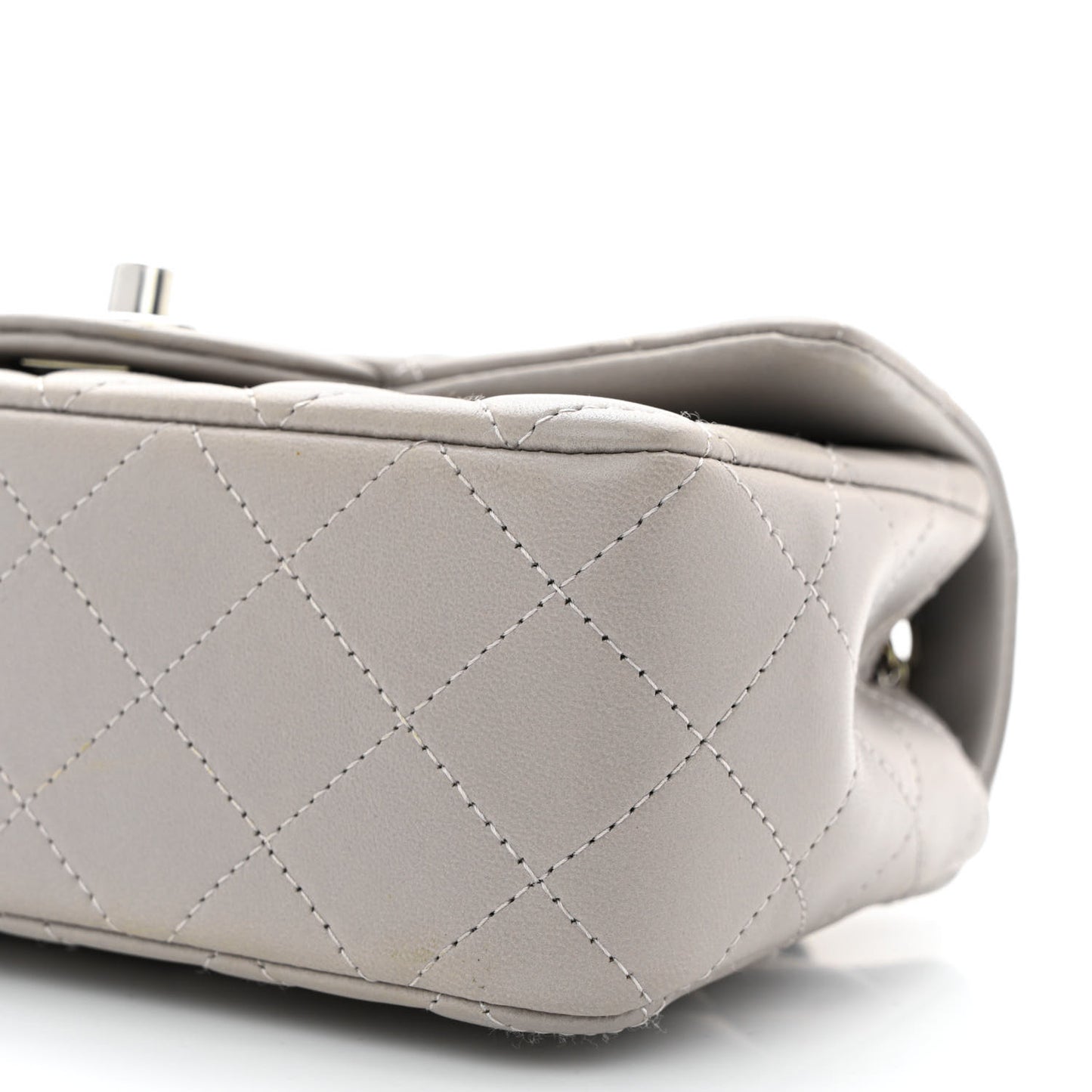 Lambskin Quilted Mini Rectangular Flap Grey