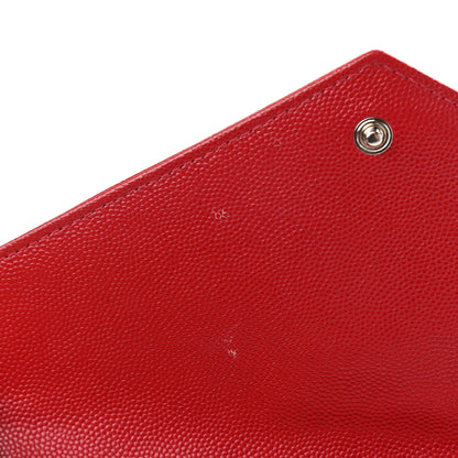 Saint Laurent Grain De Poudre Matelasse Chevron Monogram Chain Wallet Rouge Eros 9 of 11