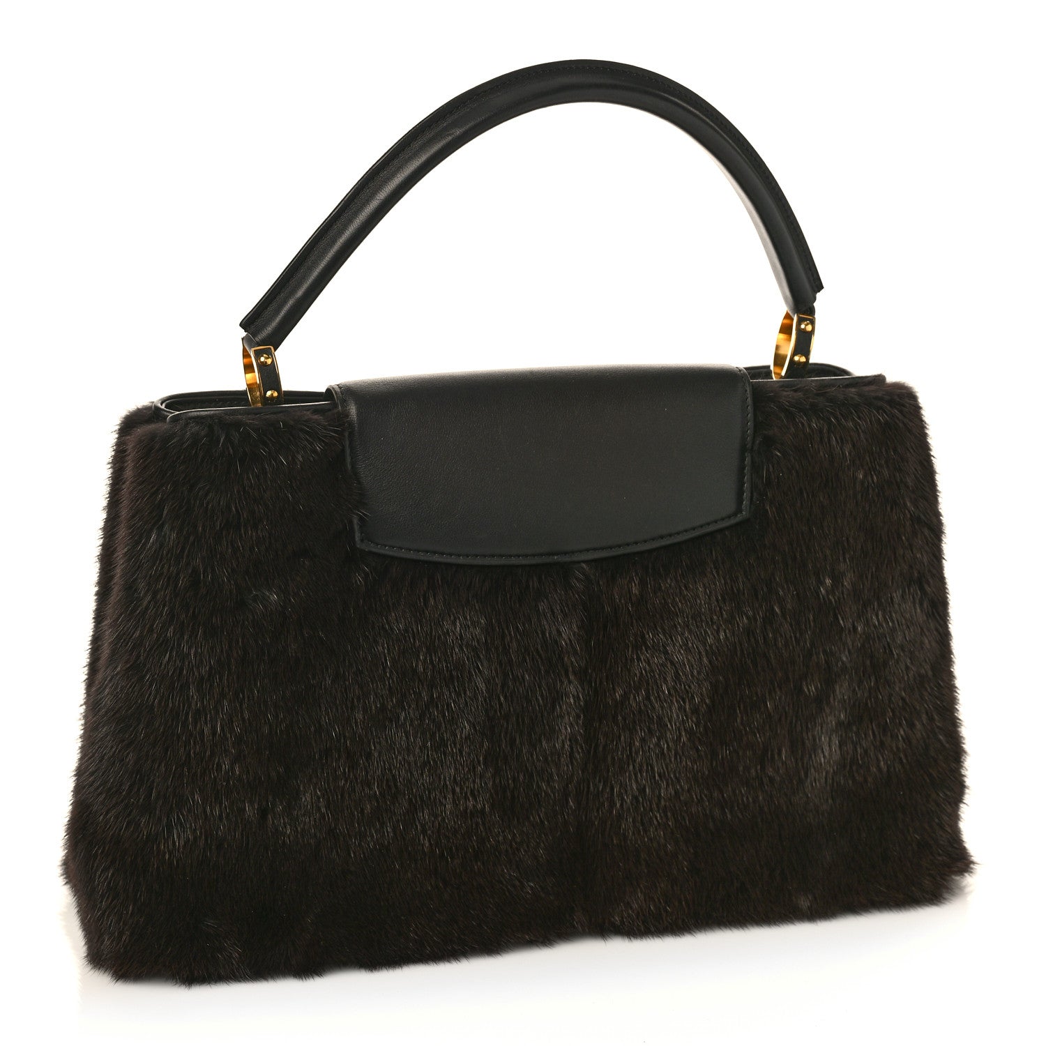 Louis Vuitton Mink Fur Capucines MM Dark Brown 3 of 9