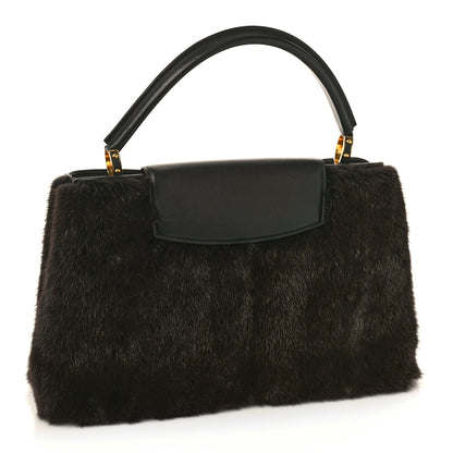 Louis Vuitton Mink Fur Capucines MM Dark Brown 3 of 9