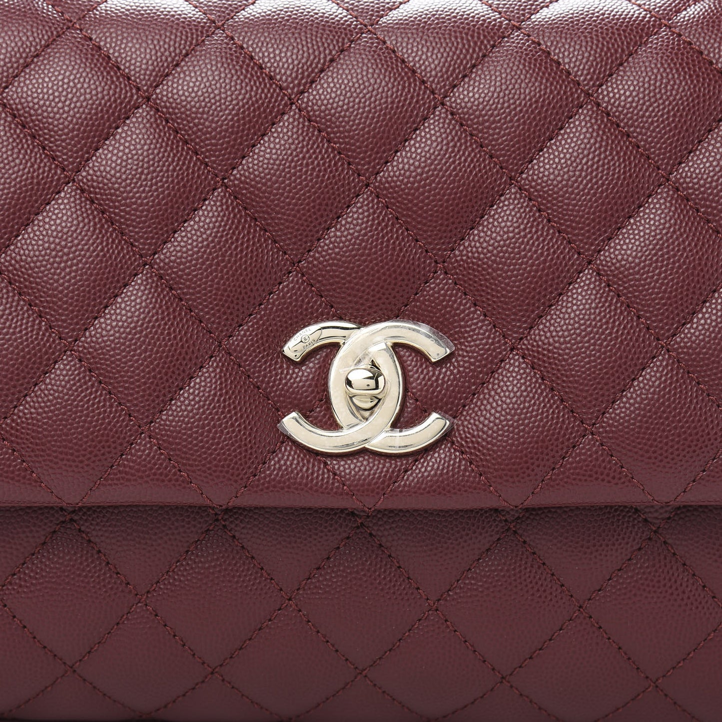 Caviar Quilted Small Coco Handle Flap Burgundy