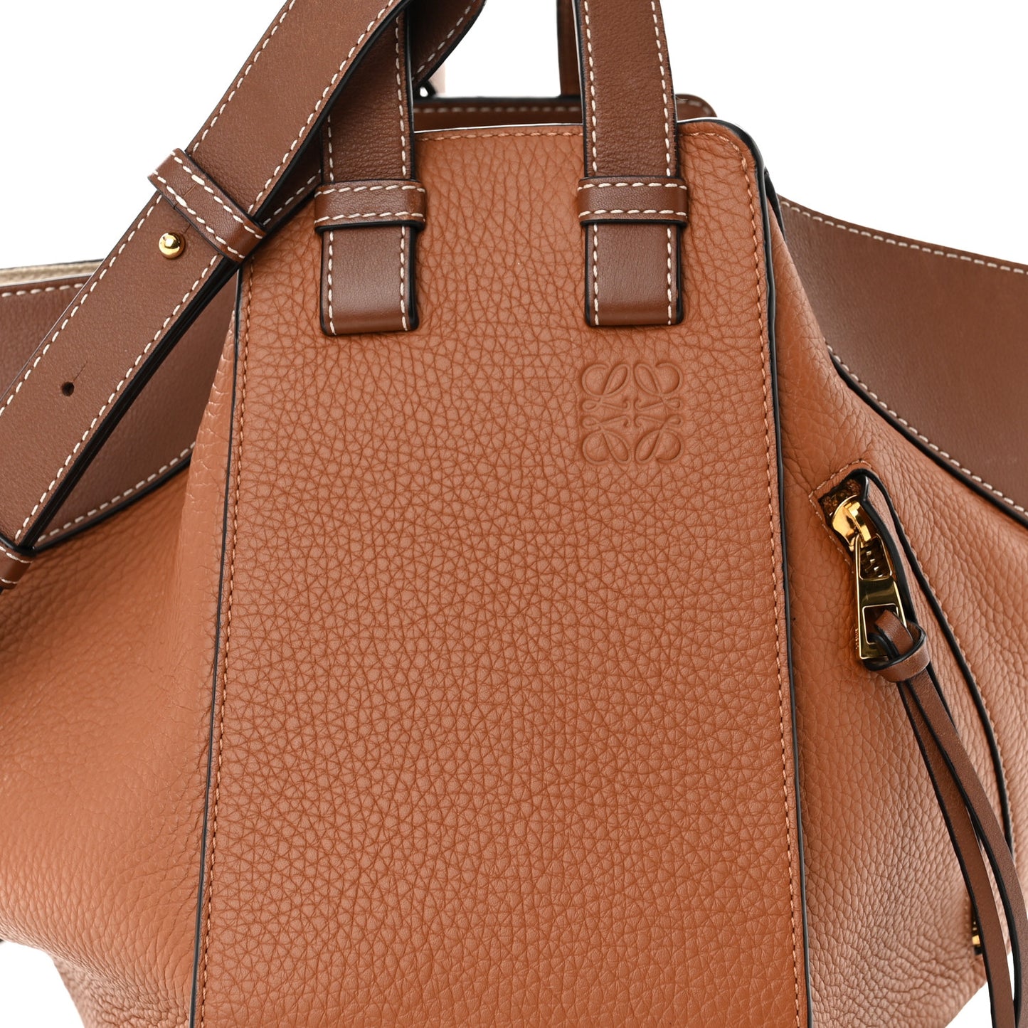 Grained Calfskin Small Hammock Shoulder Bag Tan