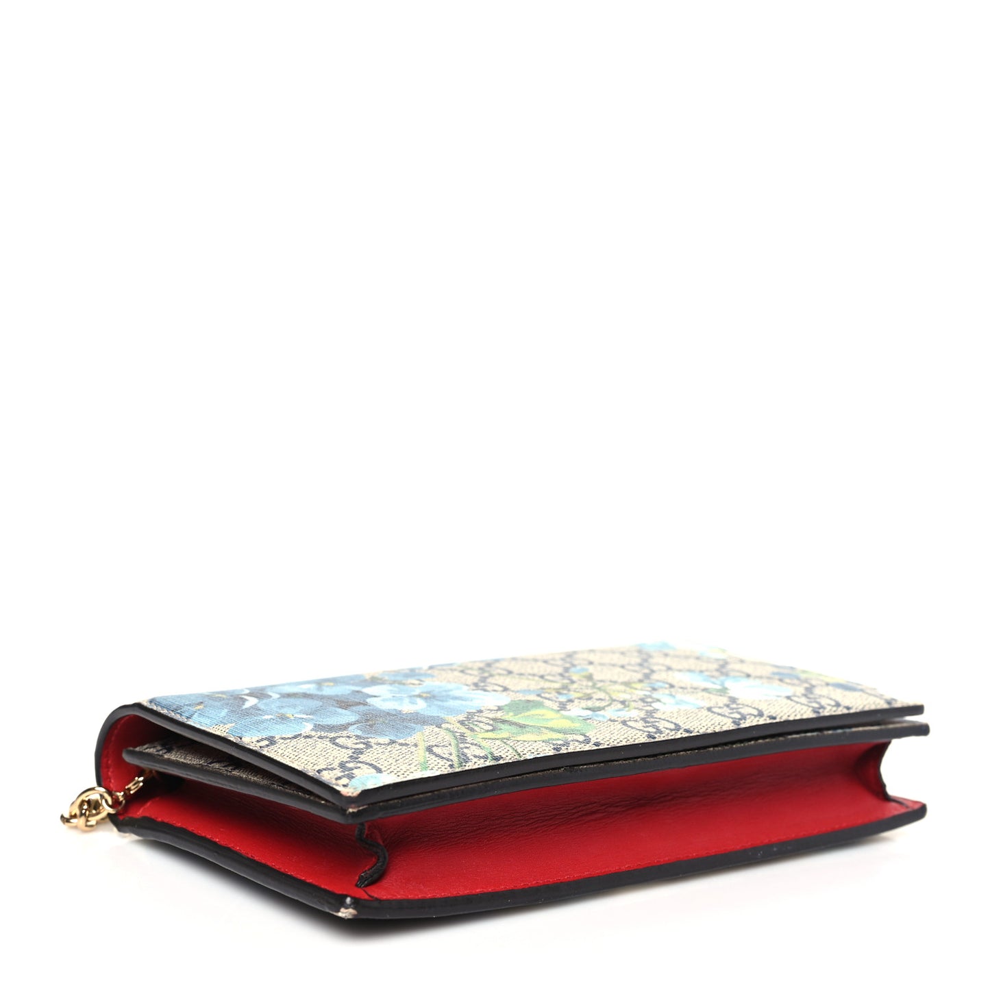 GG Supreme Monogram Blooms Chain Wallet Blue