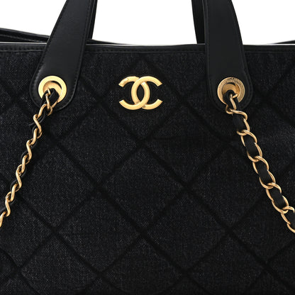 Chanel Denim Calfskin Quilted Small Deauville tote  Black 7 of 9