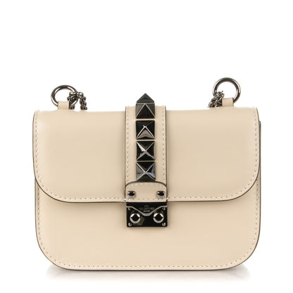 Valentino Garavani Craquele Calfskin Small Glam Lock Rockstud Flap Light Ivory 1 of 6