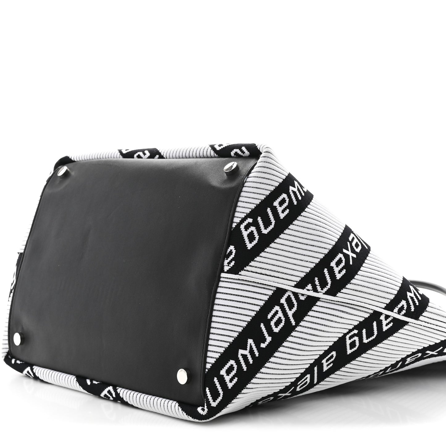 Knit Jacquard Diagonal Logo Roxy Tote White Black