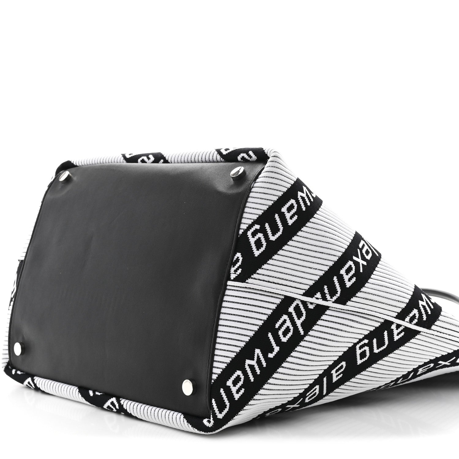 Alexander Wang Knit Jacquard Diagonal Logo Roxy Tote White Black 11 of 12