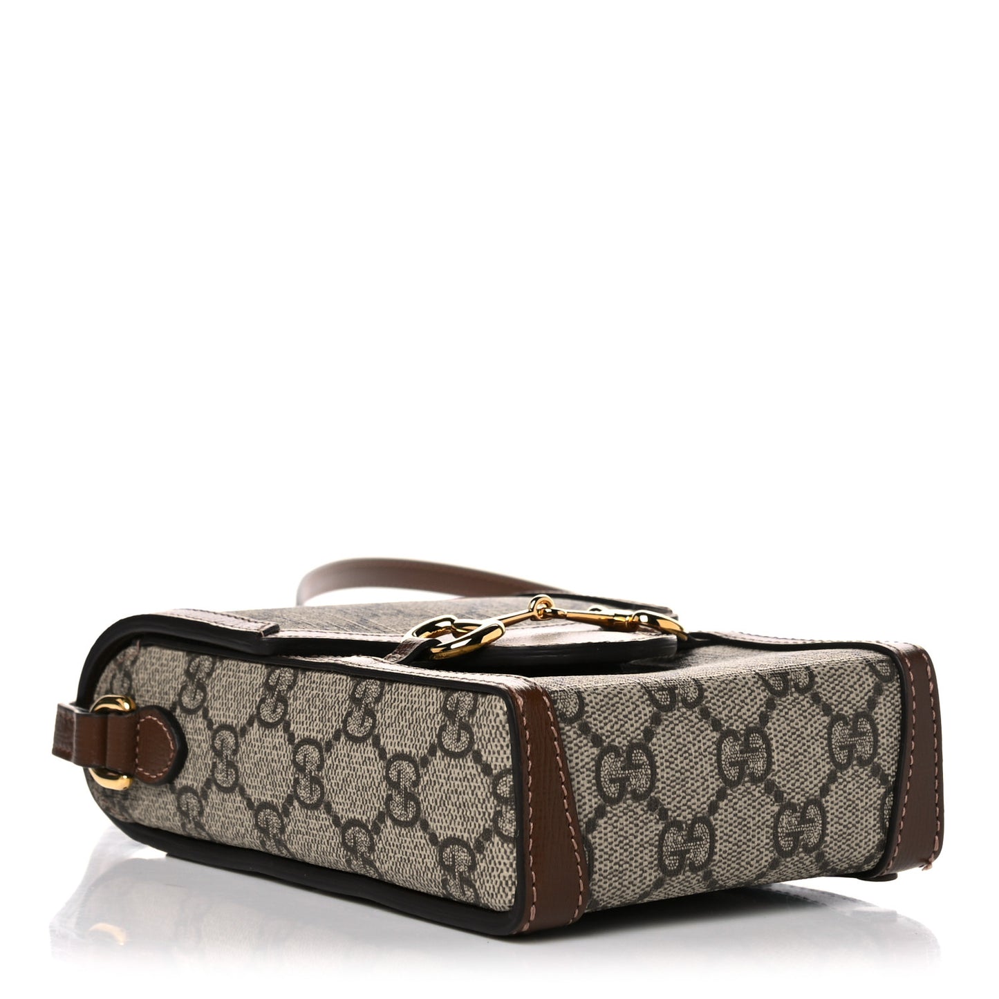 GG Supreme Monogram Mini Horsebit 1955 Crossbody Bag Beige Brown Sugar