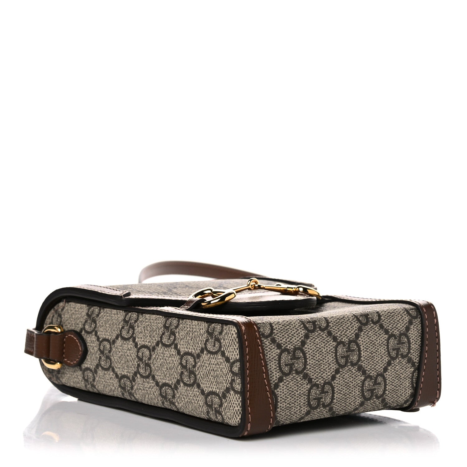Gucci GG Supreme Monogram Mini Horsebit 1955 Crossbody Bag Beige Brown Sugar 4 of 11