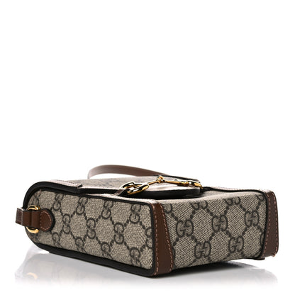 Gucci GG Supreme Monogram Mini Horsebit 1955 Crossbody Bag Beige Brown Sugar 4 of 11