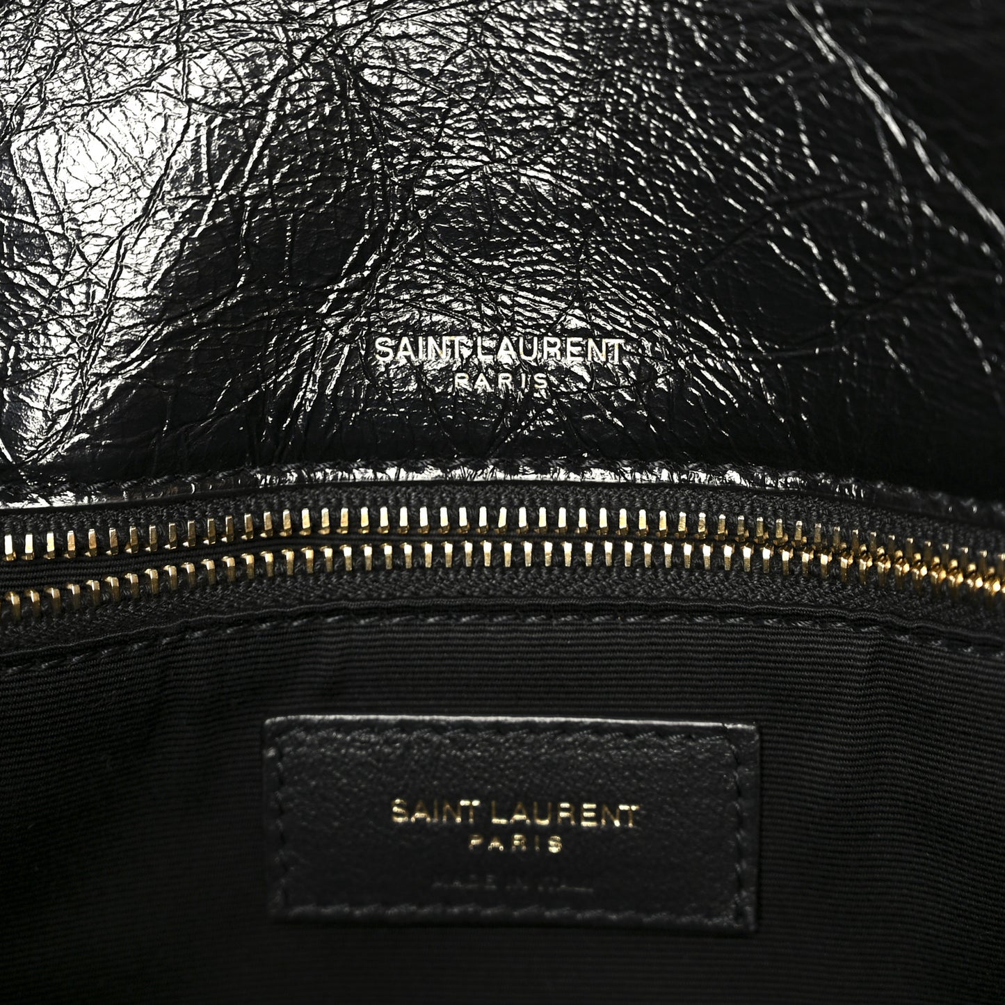 Crinkled Calfskin Matelasse Monogram Medium Niki Chain Satchel Black