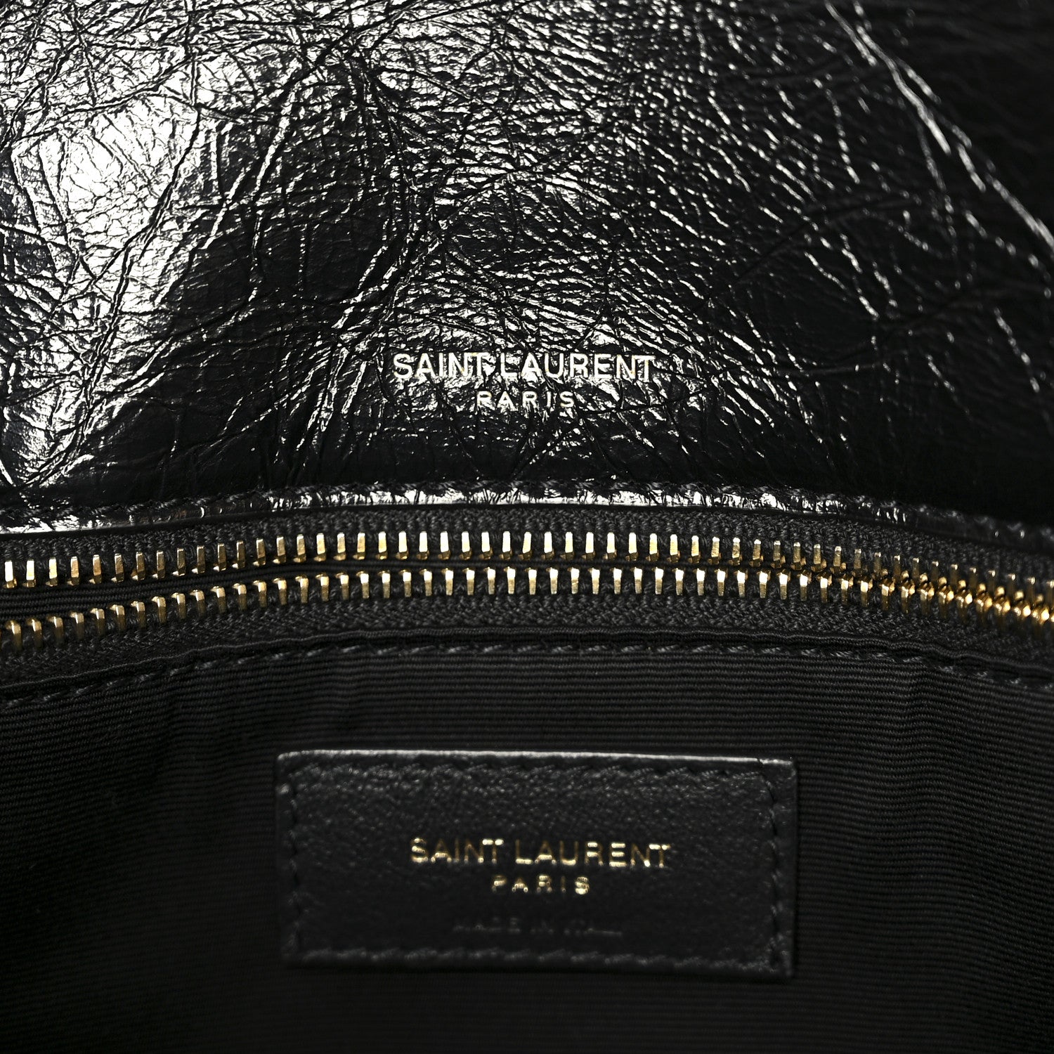 Saint Laurent Crinkled Calfskin Matelasse Monogram Medium Niki Chain Satchel Black 7 of 11