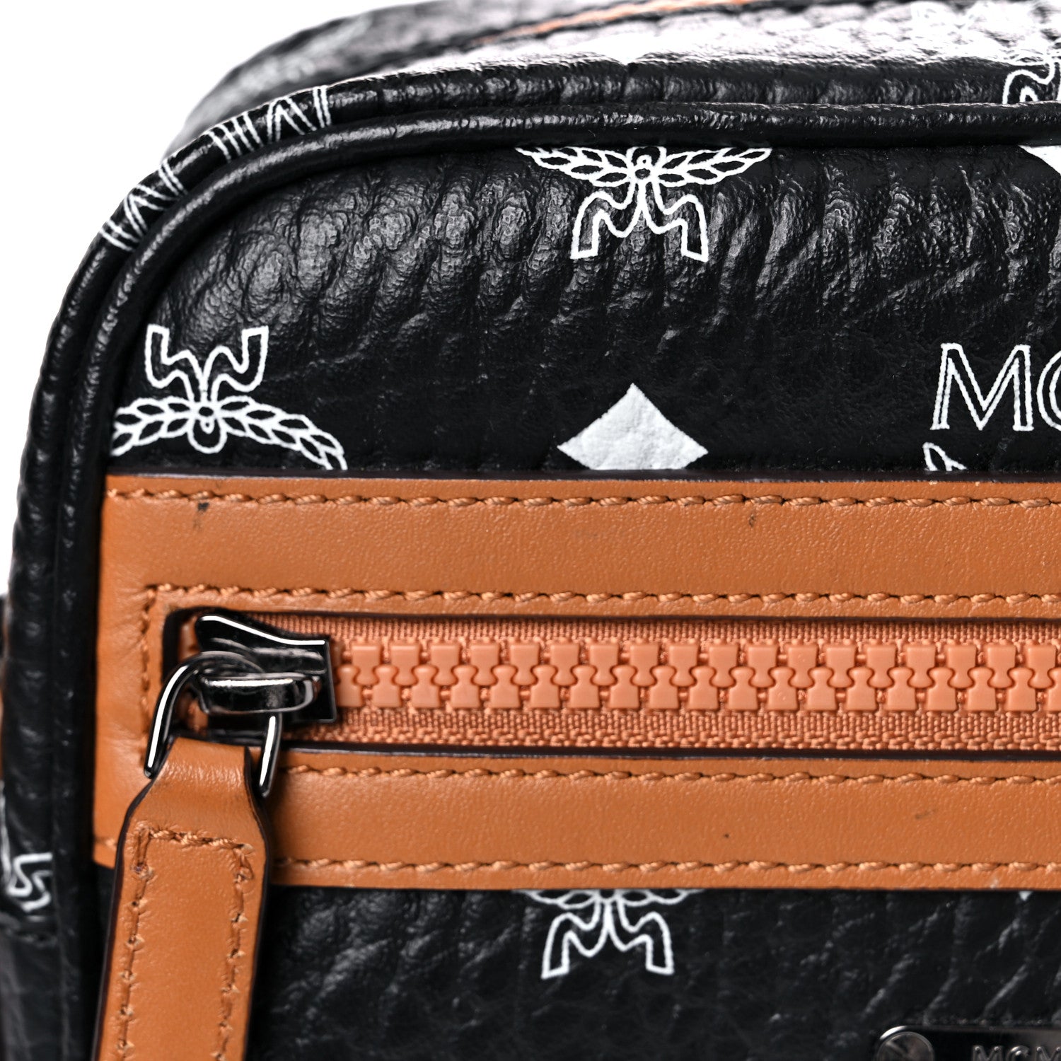 MCM Visetos Camera Crossbody Bag Black Cognac 14 of 17