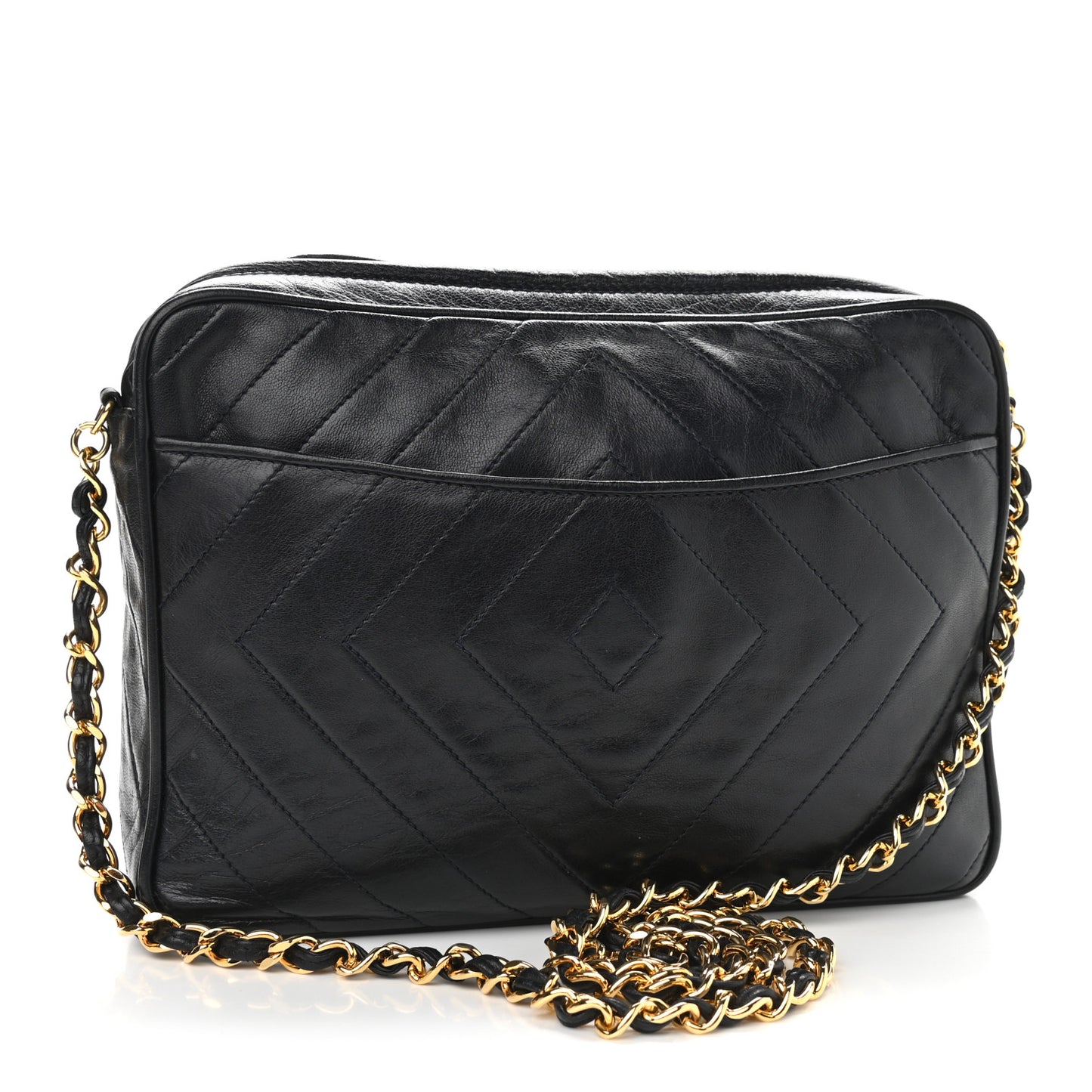 Lambskin Quilted CC Tassel Camera Case Navy