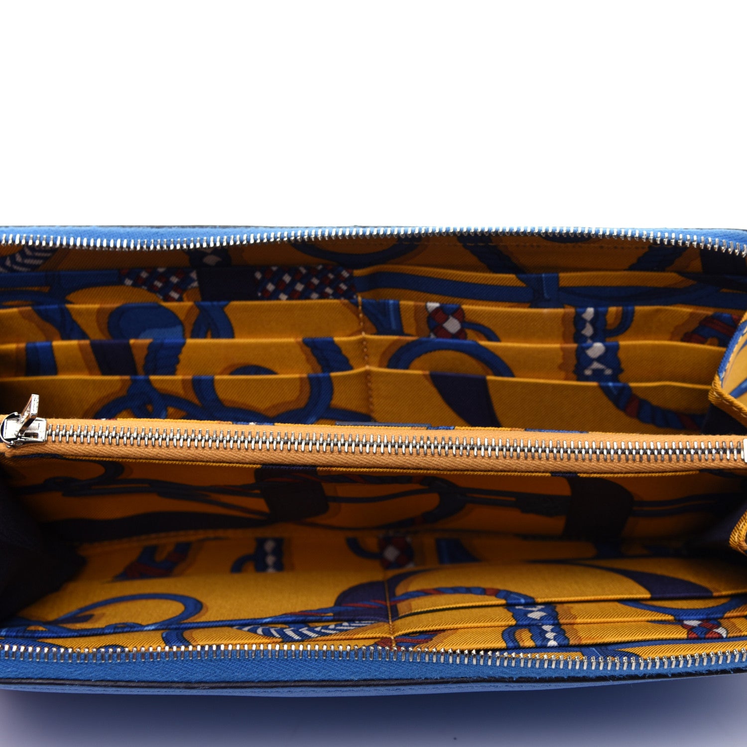 Hermes Epsom Silk'In Wallet Bleu Zellige Jaune Ambre 5 of 8