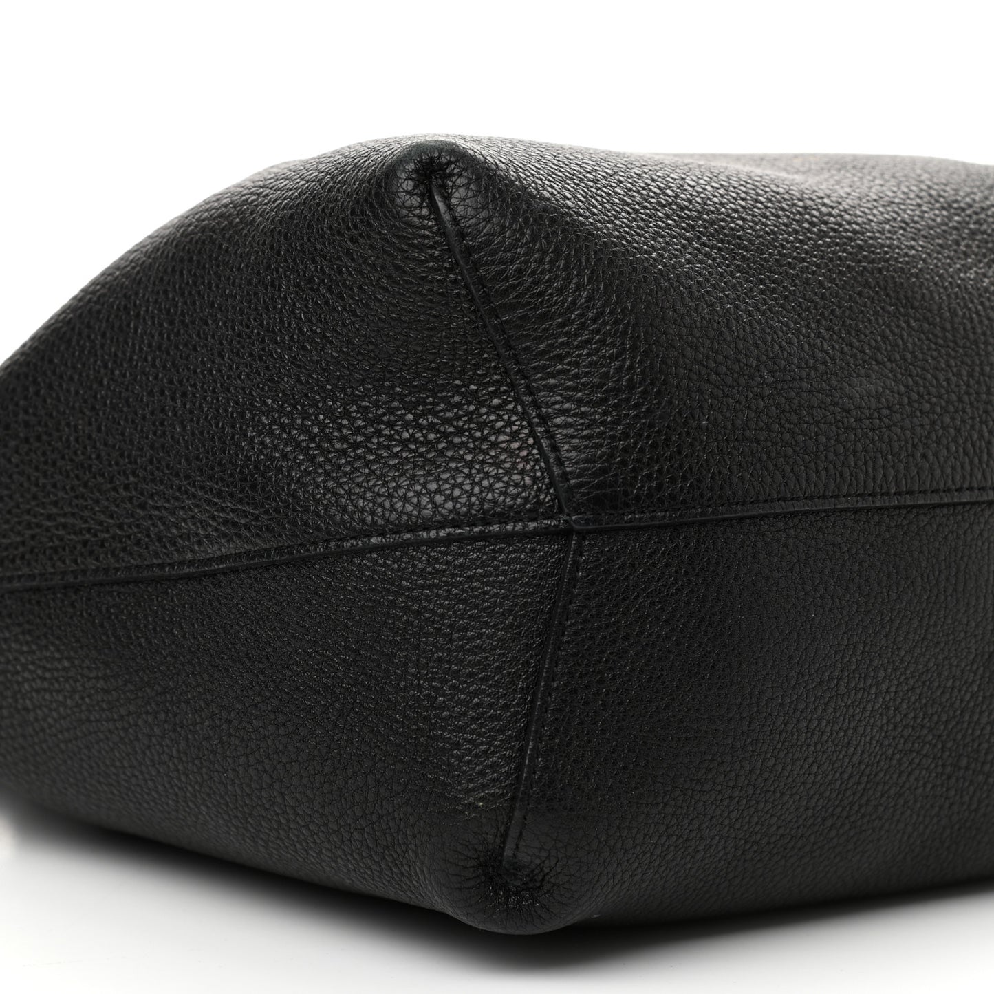 Tumbled Calfskin Bucket Bag Black