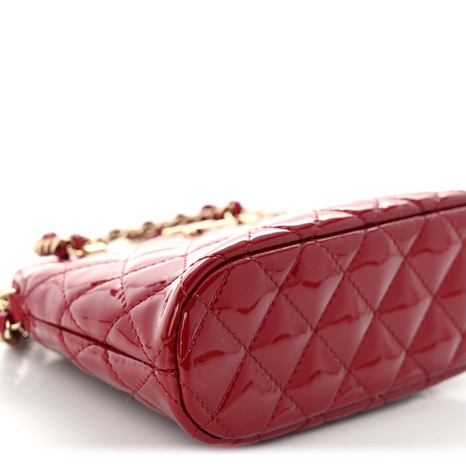 Chanel Patent Calfskin Quilted Shiny Coco Clutch With Chain Red 9 of 10
