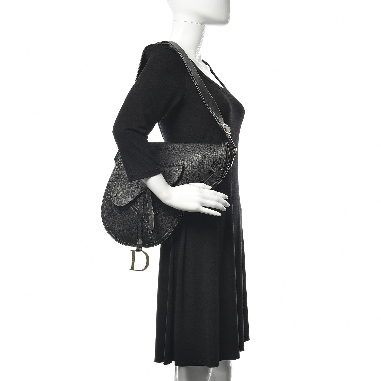 Christian Dior Calfskin Baudrier Saddle Bag Black 2 of 13