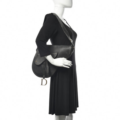 Christian Dior Calfskin Baudrier Saddle Bag Black 2 of 13