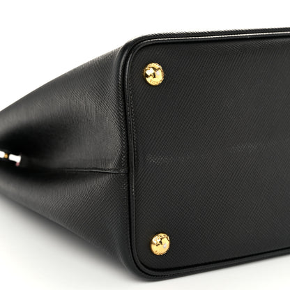 Prada Saffiano Cuir Medium Double Bag Black Fuoco 9 of 10
