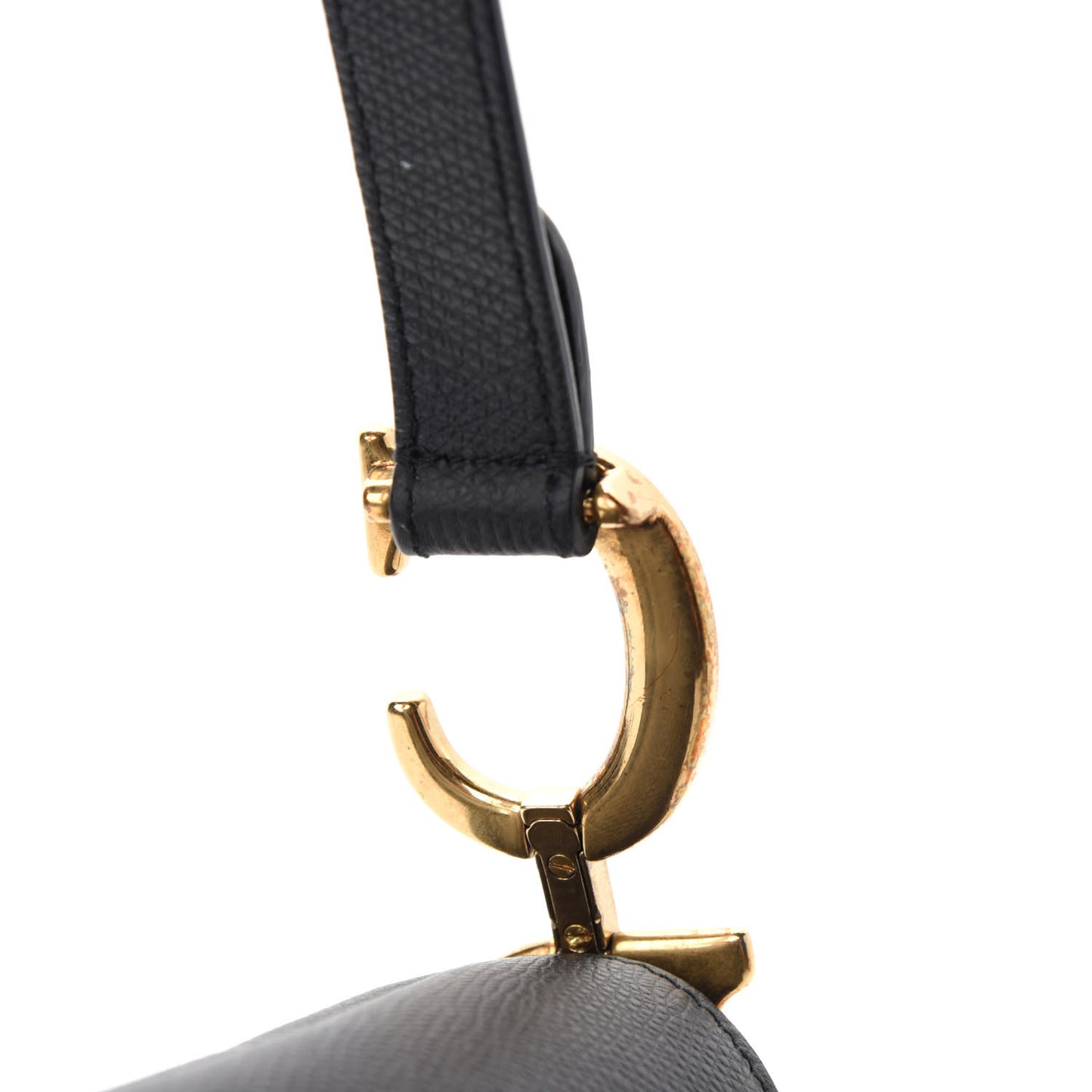 Grained Calfskin Saddle Bag Black