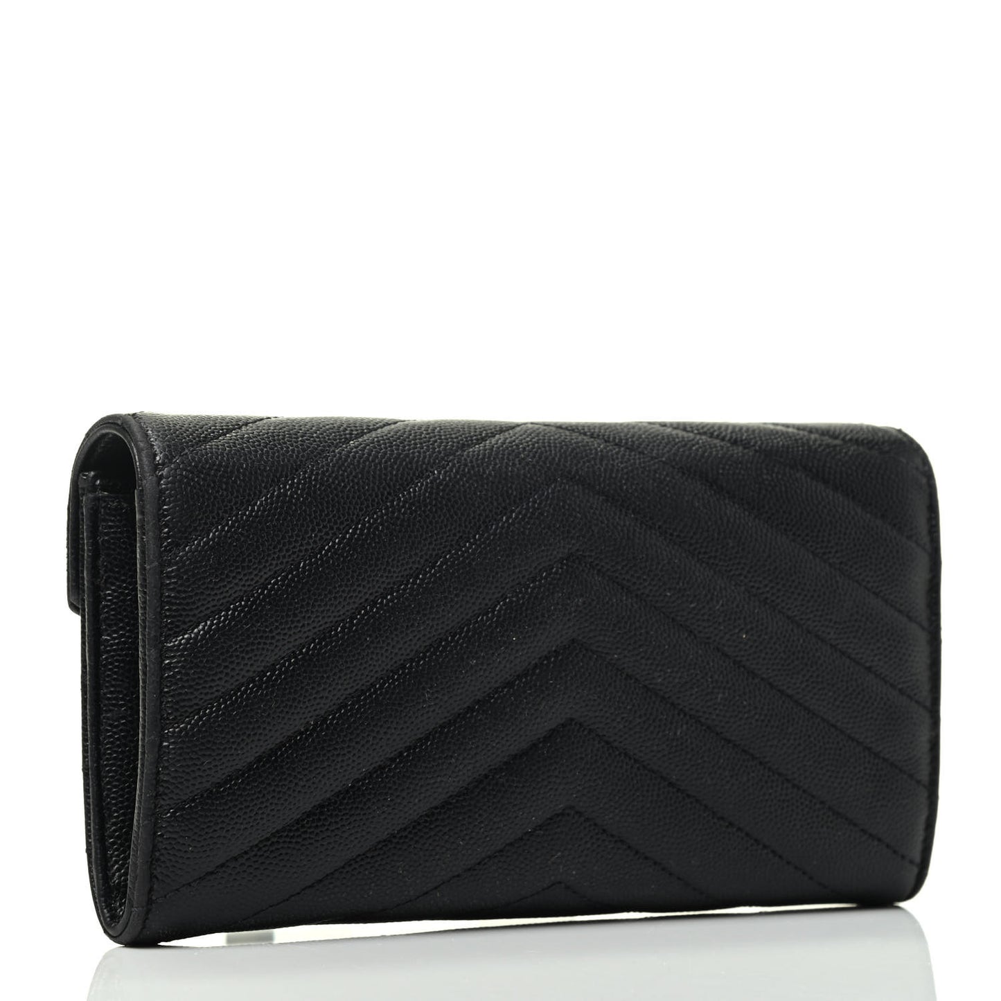 Grain De Poudre Matelasse Chevron Monogram Flap Wallet Black