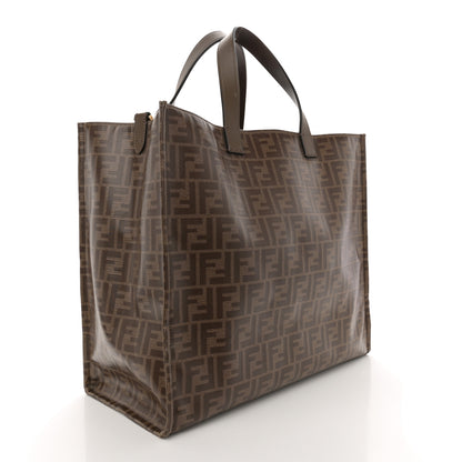 Fendi X FILA Glazed Fabric FF 1974 Mania Shopping Tote Bag Mogano Panna Blueberry 3 of 11