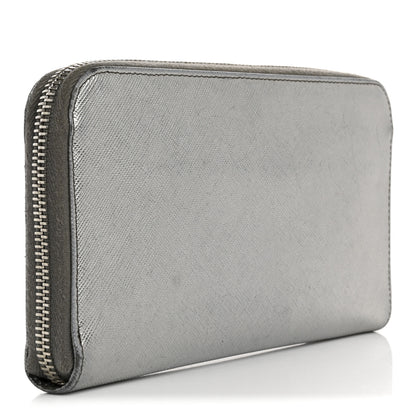 Prada Saffiano Metal Zip Around Wallet Argento 3 of 18