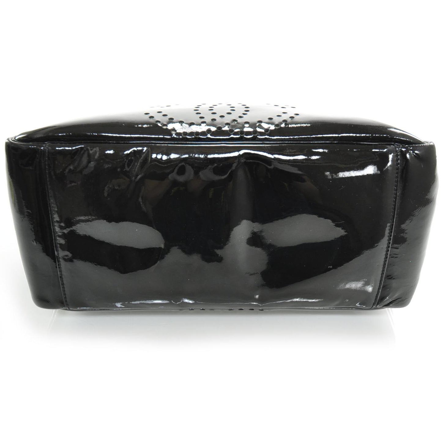 Patent Perforated CC Shopping Tote Black