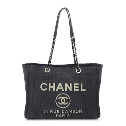 Chanel Denim Small Deauville Tote Dark Blue 1 of 10
