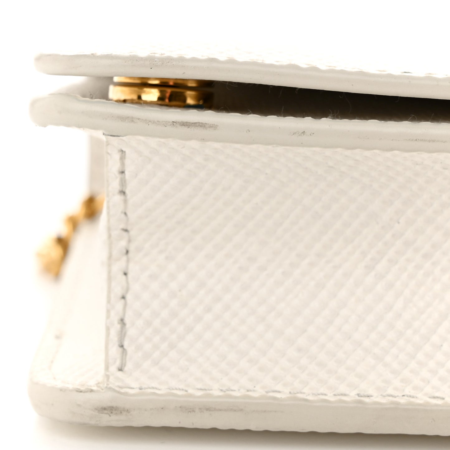Saffiano Cuir Chain Wallet White