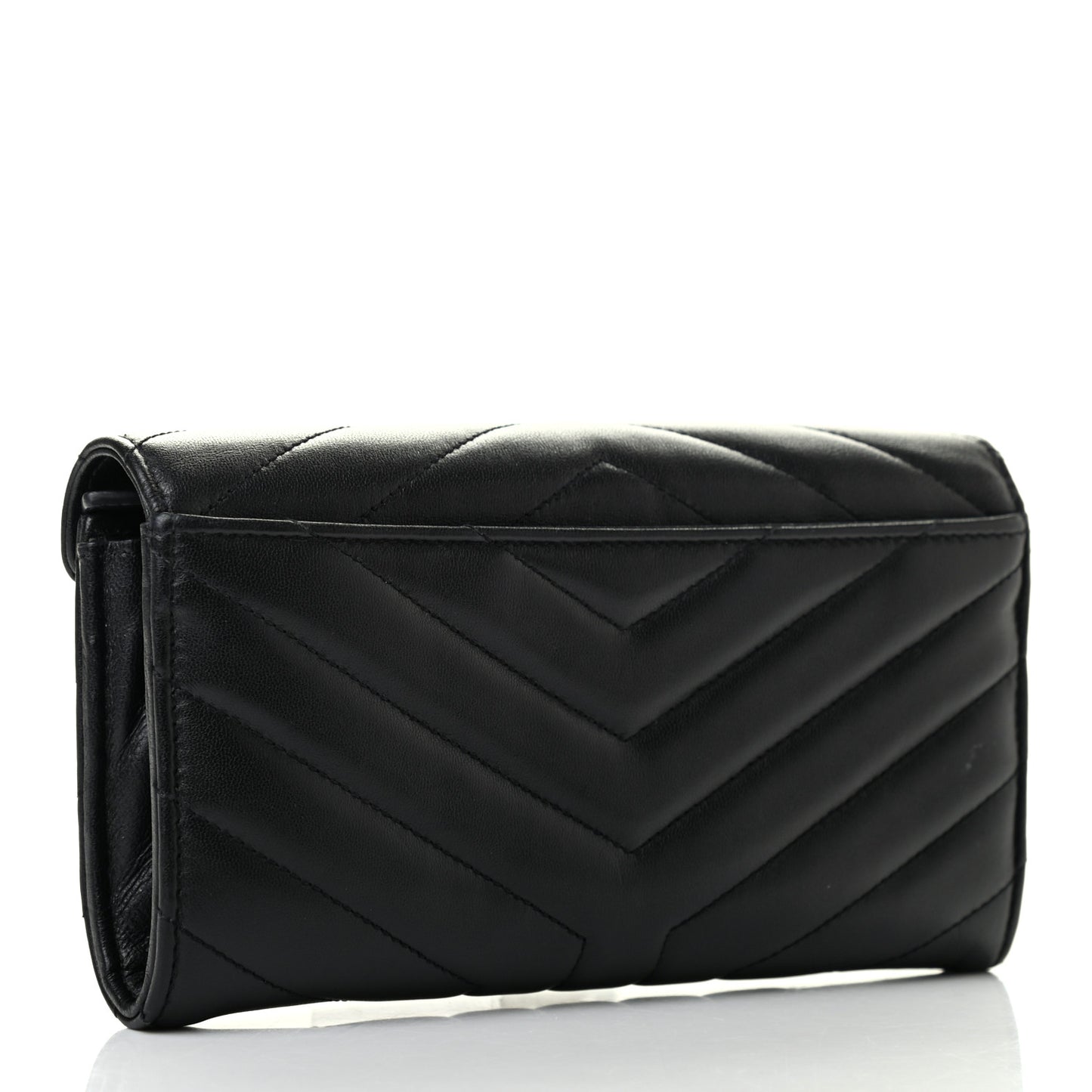 Lambskin Y Quilted Monogram Large Loulou Flap Wallet Black