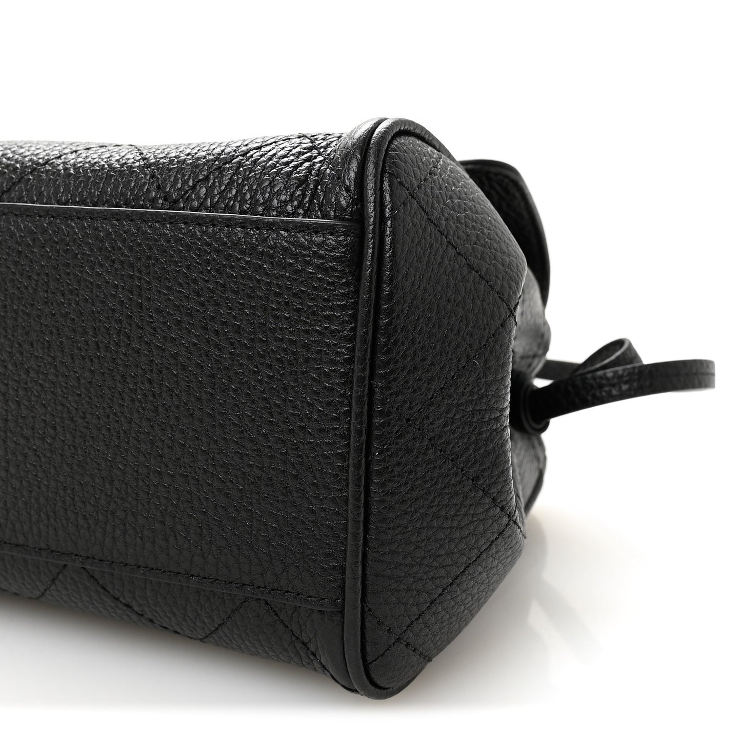 Grained Calfskin Stitched Urban Essentials Small Shopping Bag Black