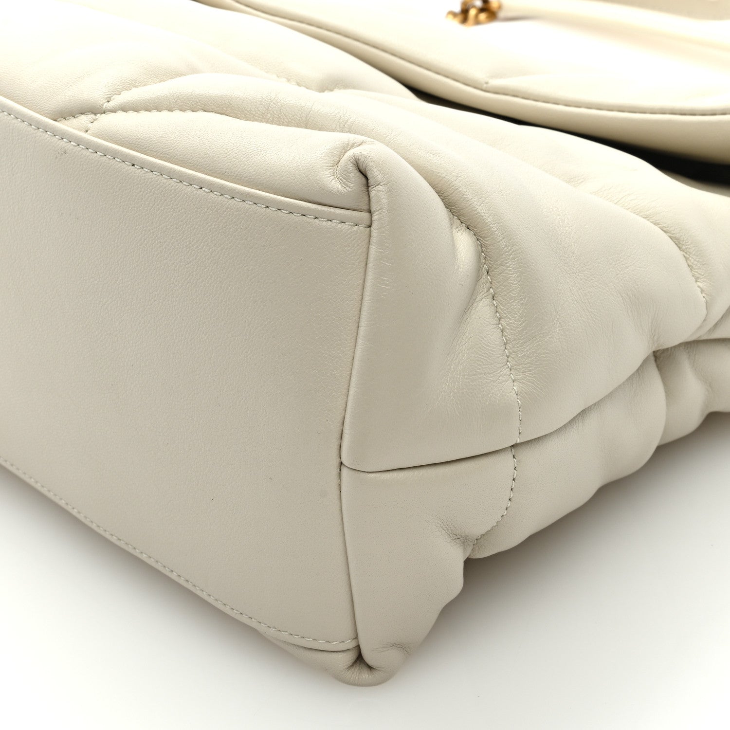 Saint Laurent Lambskin Quilted Medium Loulou Puffer Monogram Chain Satchel Crema Soft 8 of 8