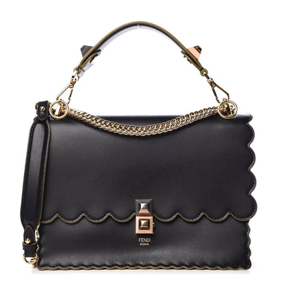 Fendi Vitello Liberty Scalloped Studded Kan I Shoulder Bag Black 1 of 8