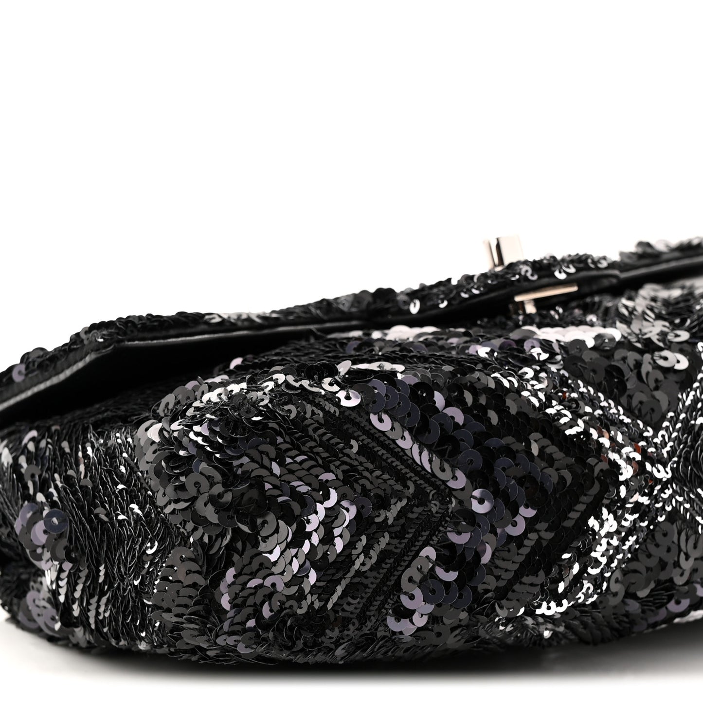 Sequins Chevron Mini Rectangular Flap Black