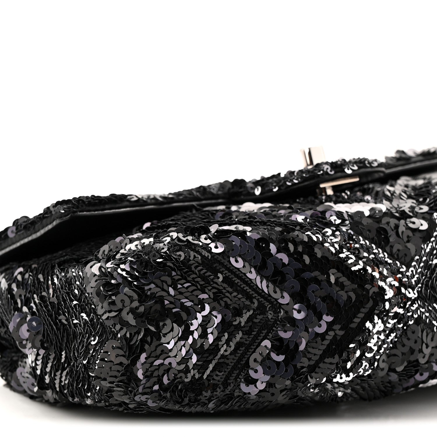 Chanel Sequins Chevron Mini Rectangular Flap Black 9 of 11