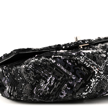 Chanel Sequins Chevron Mini Rectangular Flap Black 9 of 11