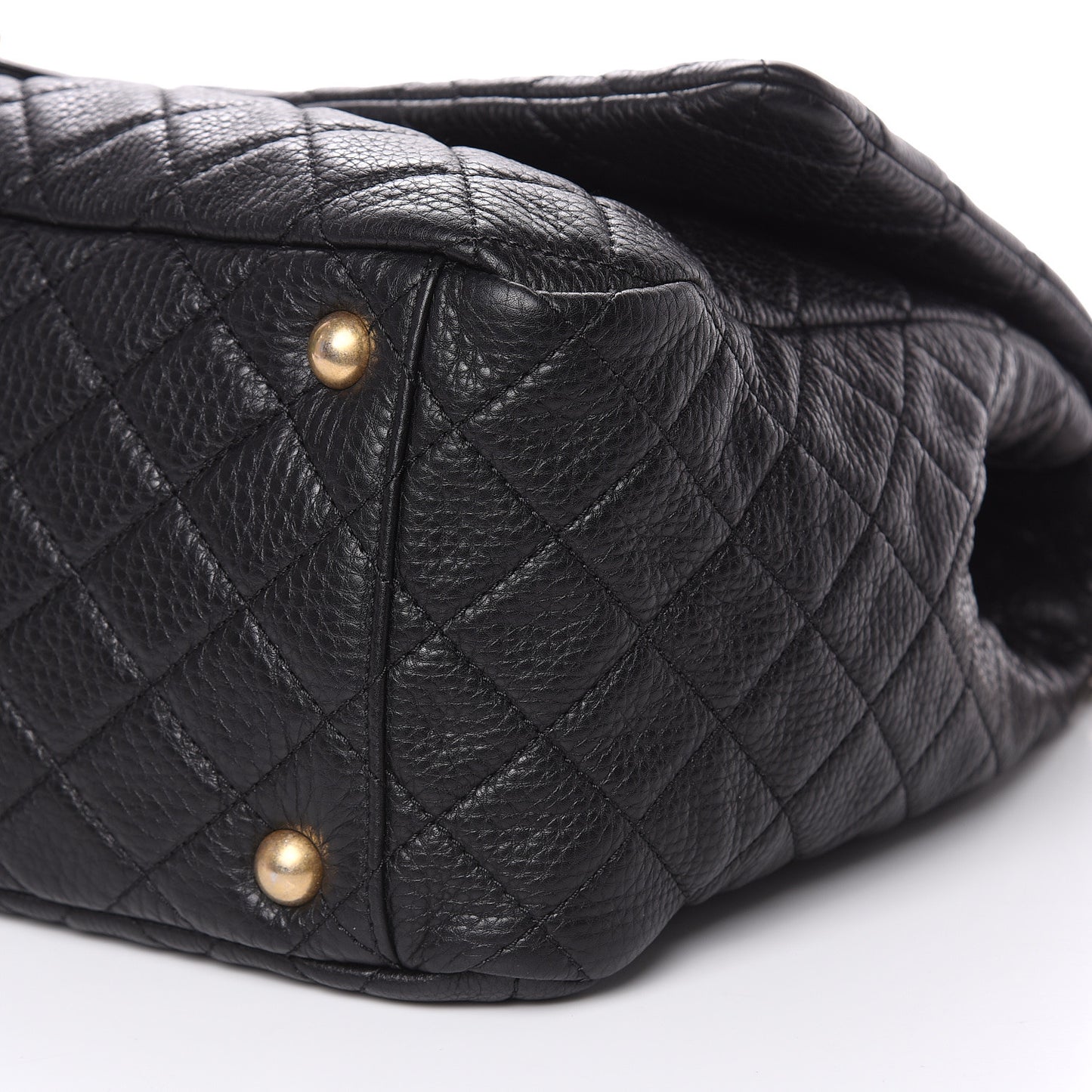 Calfskin Quilted XXL Travel Flap Bag Black