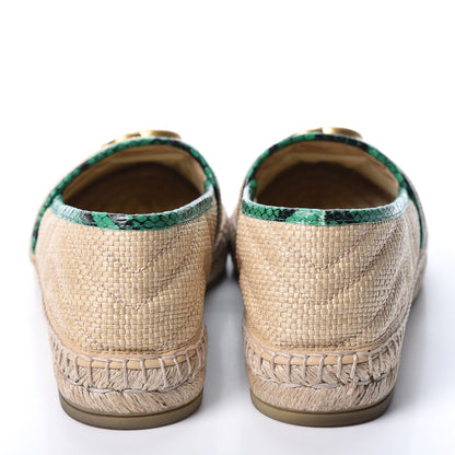 Gucci Straw Matelasse Elaphe GG Marmont Espadrilles 38 Natural New Shamarock 5 of 13