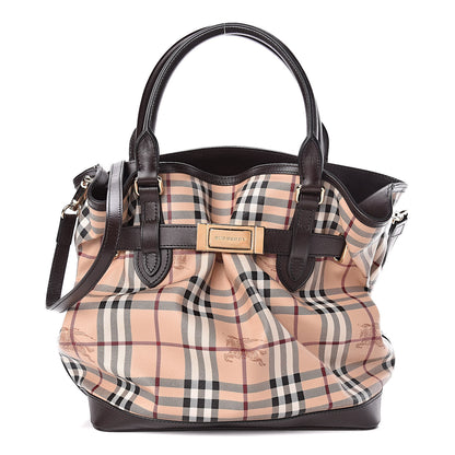 Burberry Haymarket Check Medium Golderton Tote Chocolate 1 of 9