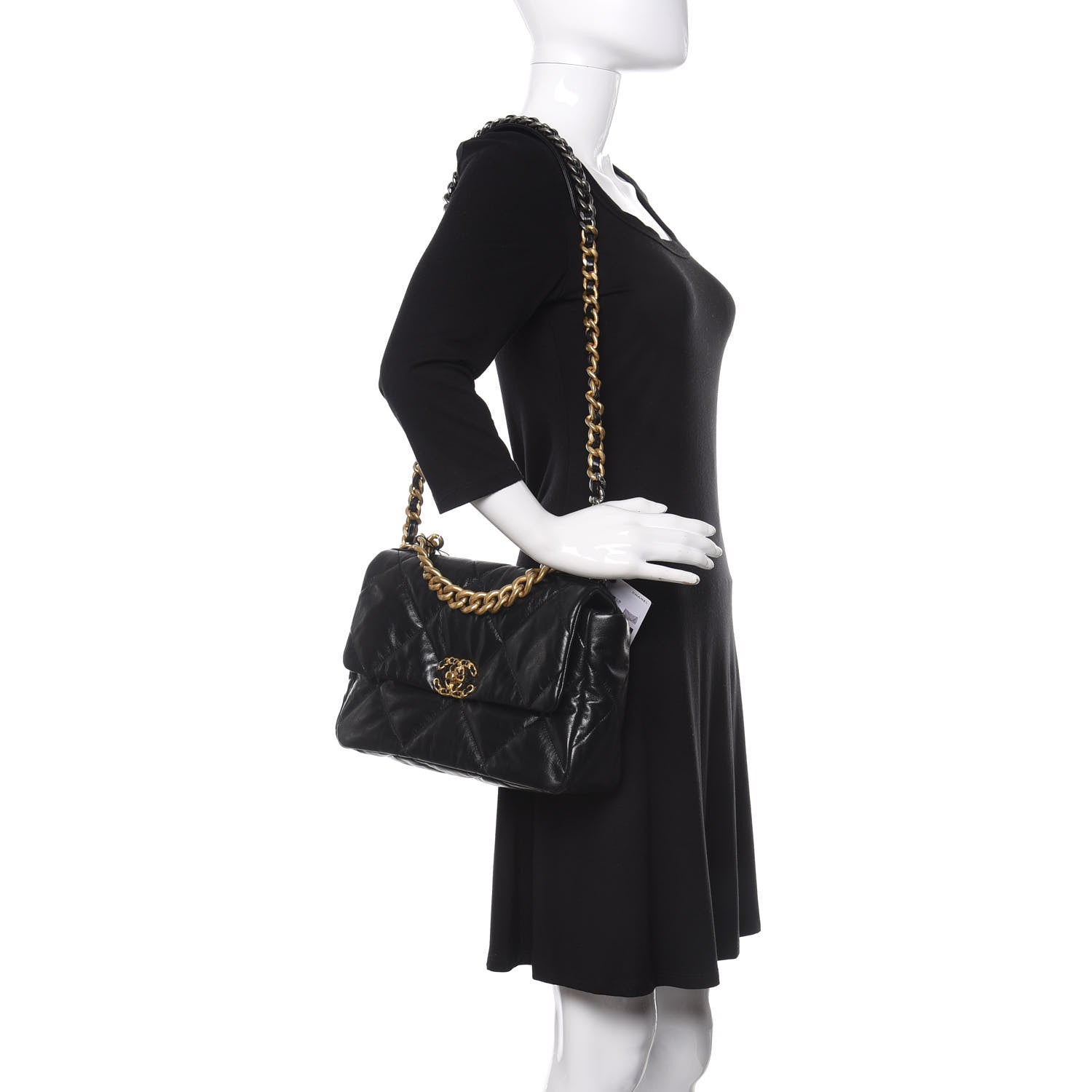 Chanel Goatskin Quilted Large 19 Flap Black 2 of 9