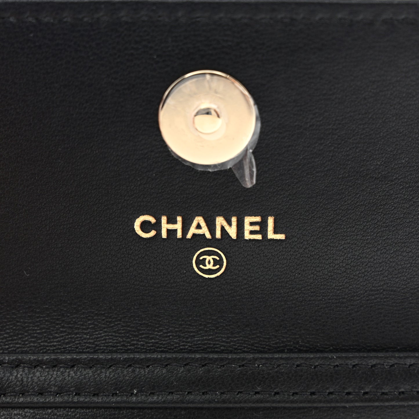 Lambskin Quilted Crystal CC Charm Clutch With Chain Black