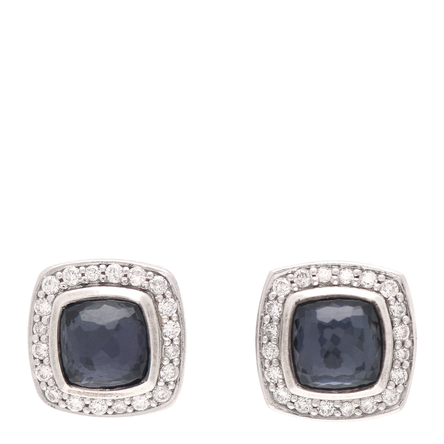 David Yurman Sterling Silver Diamond Black Orchid 7mm Petite Albion Earrings 1 of 5