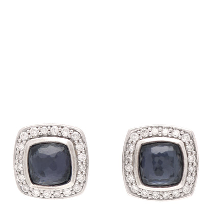 David Yurman Sterling Silver Diamond Black Orchid 7mm Petite Albion Earrings 1 of 5
