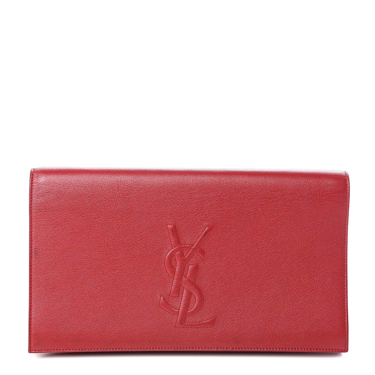 Saint Laurent Calfskin Monogram Large Belle De Jour Clutch Red 1 of 14