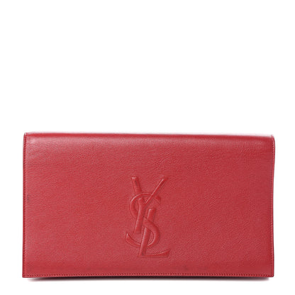 Saint Laurent Calfskin Monogram Large Belle De Jour Clutch Red 1 of 14