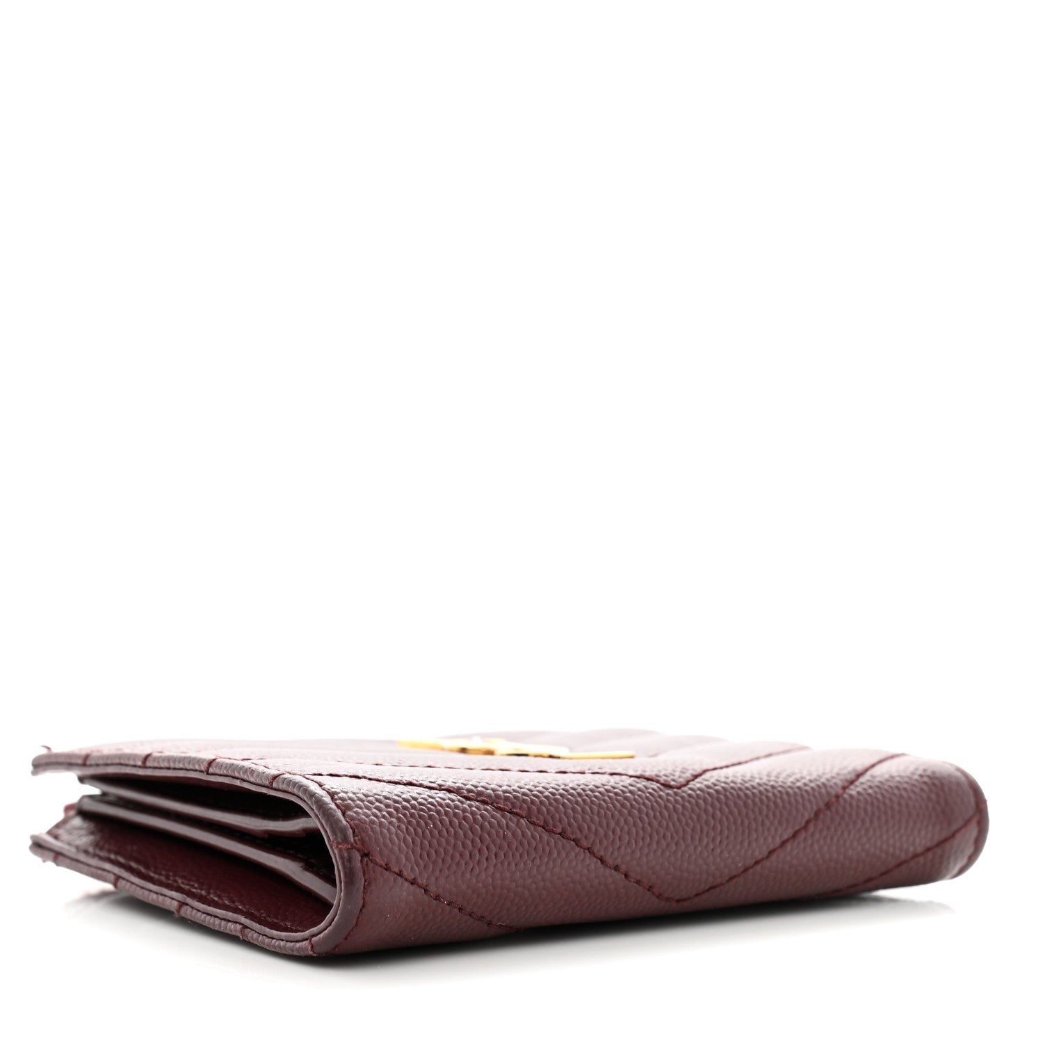 Saint Laurent Grain De Poudre Matelasse Chevron Monogram Zipped Card Case Rouge Eros 4 of 12