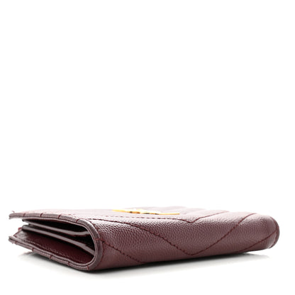 Saint Laurent Grain De Poudre Matelasse Chevron Monogram Zipped Card Case Rouge Eros 4 of 12