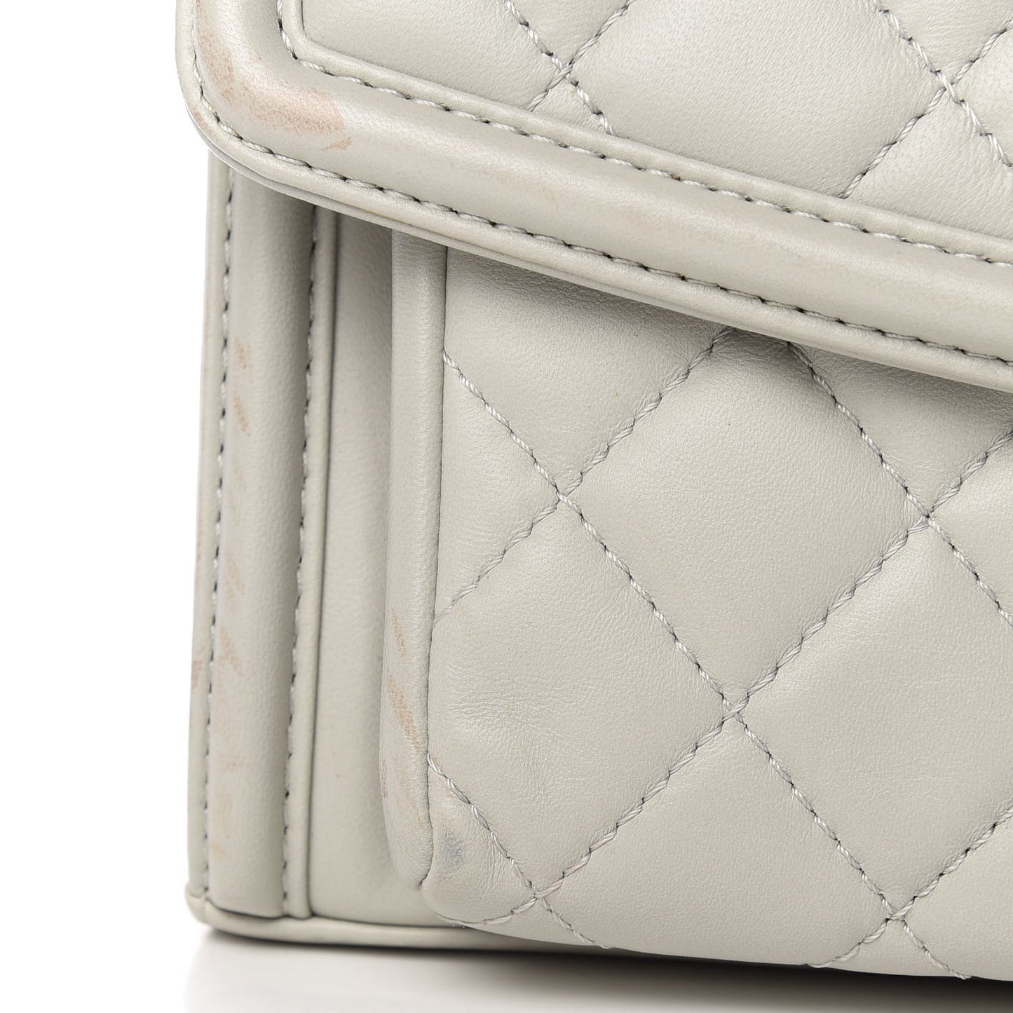 Lambskin Quilted Large Geometric Flap Grey
